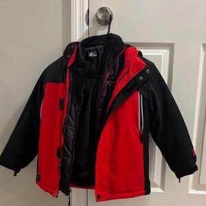 ZeroXposur Kids Red and Black Insulated Puffer Jacket with Hood